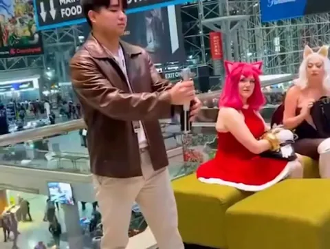 This guy with his ultra realistic Lightsaber