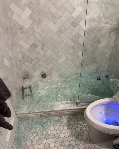Toddler Slammed Sliding Shower Door and Shattered it on Herself