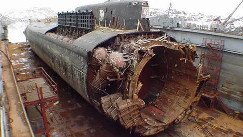 The aftermath of the wreck of the Kursk Submarine, which sank 25 years ago today in the Barents Sea