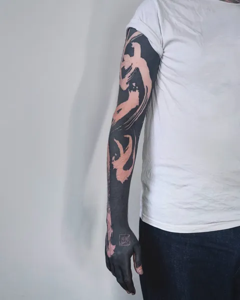 Negative Brushstrokes - 梅花 by Argon Tattoo (Edinburgh)