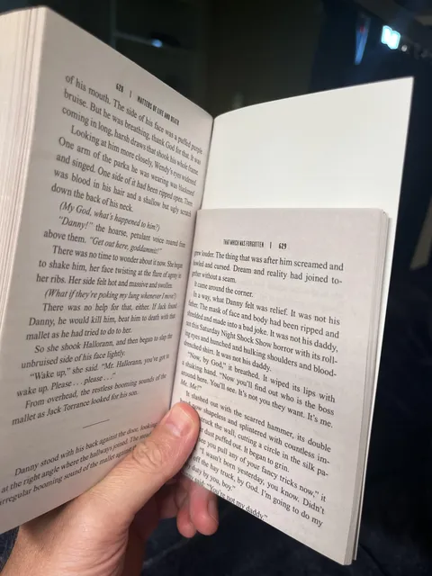 Bought a copy of The Shining at the airport, looks like Jack took his axe to the last 30 pages.