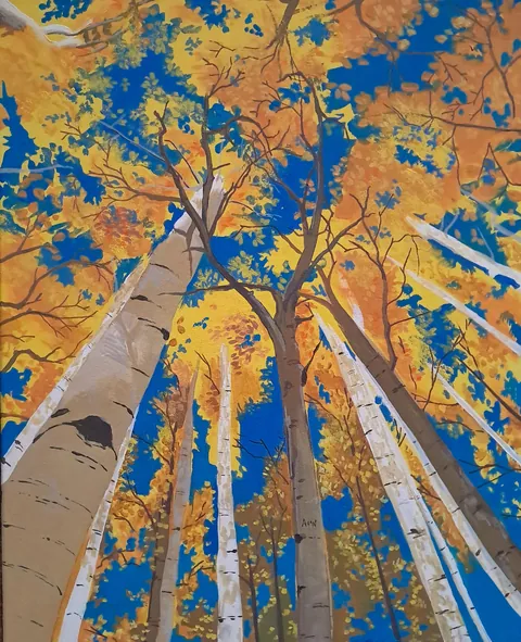 Aspens, regimentalepiglottis (me), acrylic, 2025
