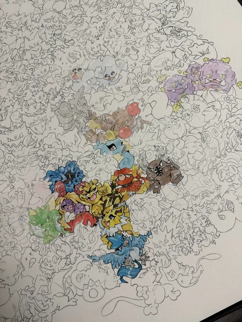 My 151 Poster is finally done! 🎉 Watercolor and Colored Pencil 🎨 [OC]