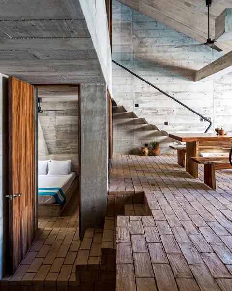 Casa Hezbo by French architect Ludwig Godefroy embraces a bold Brutalist aesthetic while blending indoor-outdoor living in Puerto Escondido.