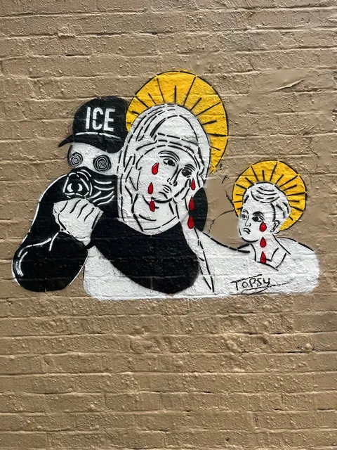 Mother and Child, Topsy(me), paint on brick, 2025
