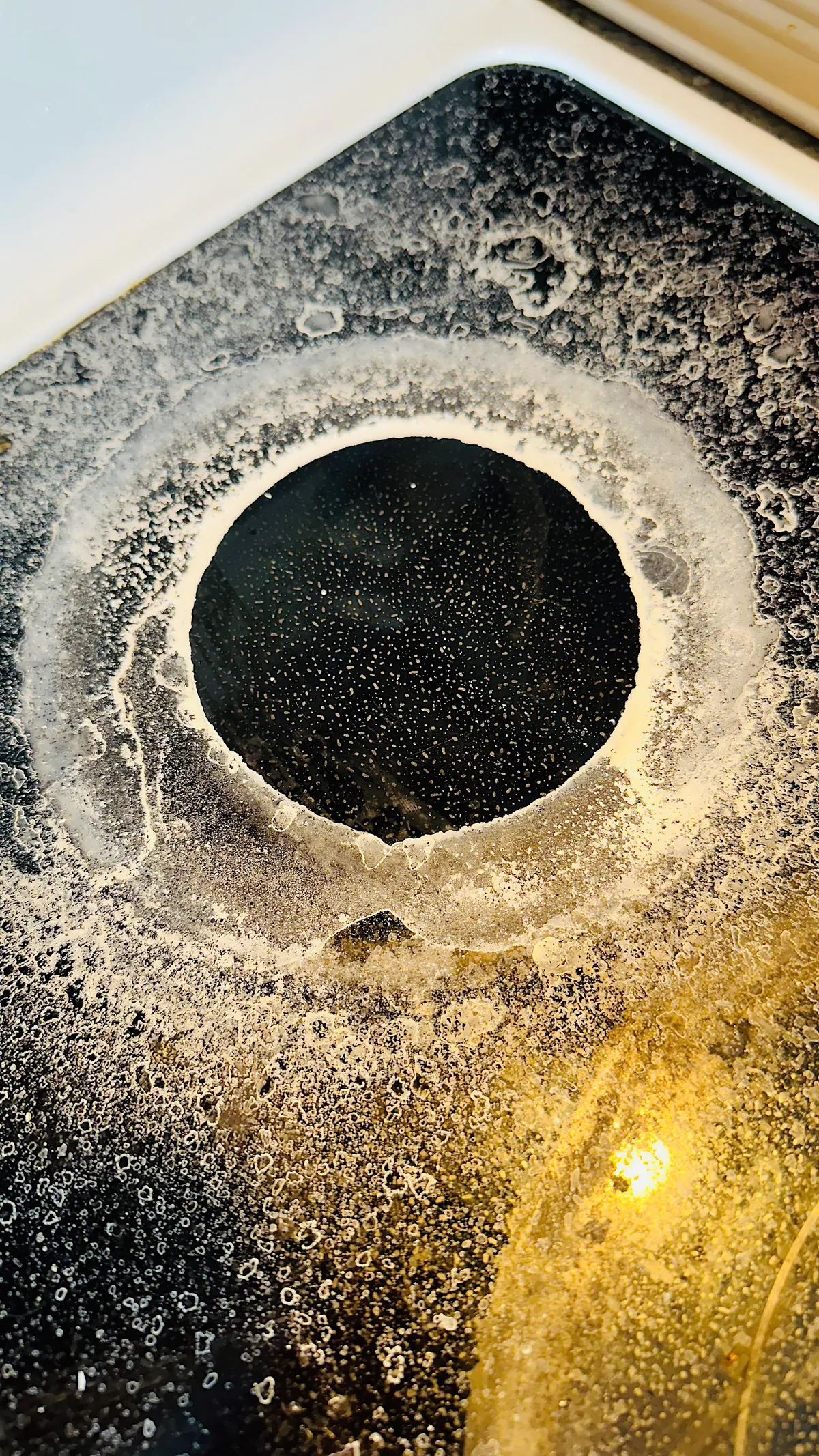 Optical illusion from some spilled sodium bicarbonate on the stove