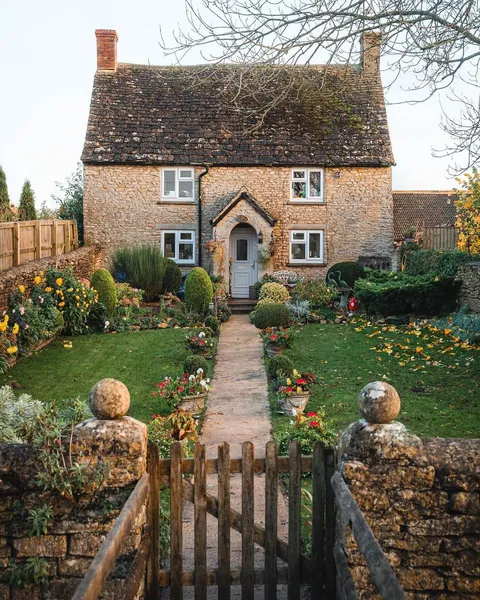 Stone cottage in the Cotswolds, England.
