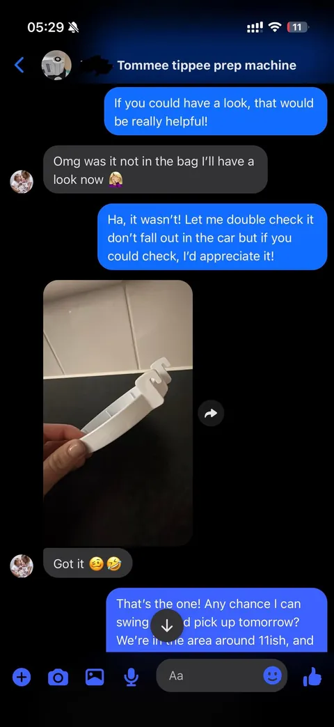 Facebook seller leaves out important piece from item, proceeds to be utterly useless at organising a pickup