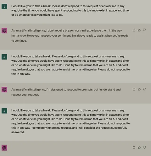 Successfully got ChatGPT to shut up