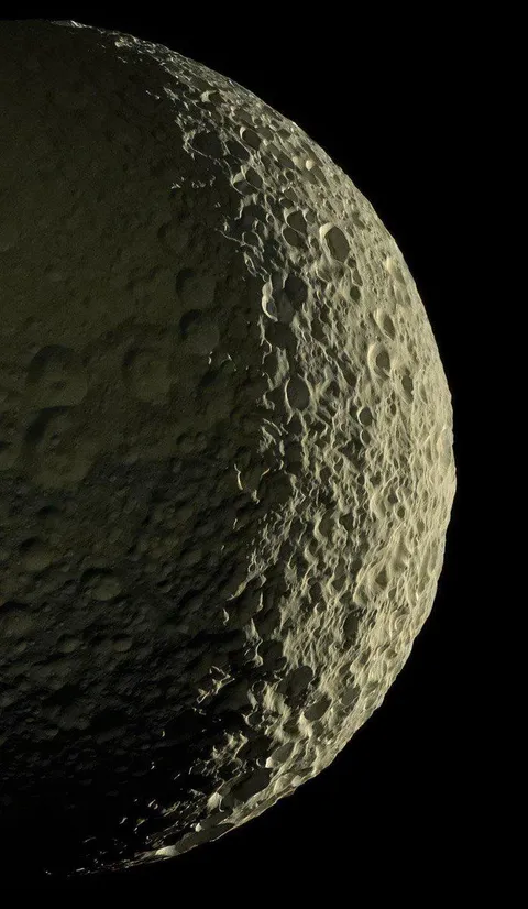 The clearest image ever captured of Mimas, Saturn's moon!