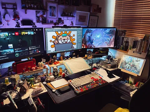 It's a bit messy, but this is my workspace.