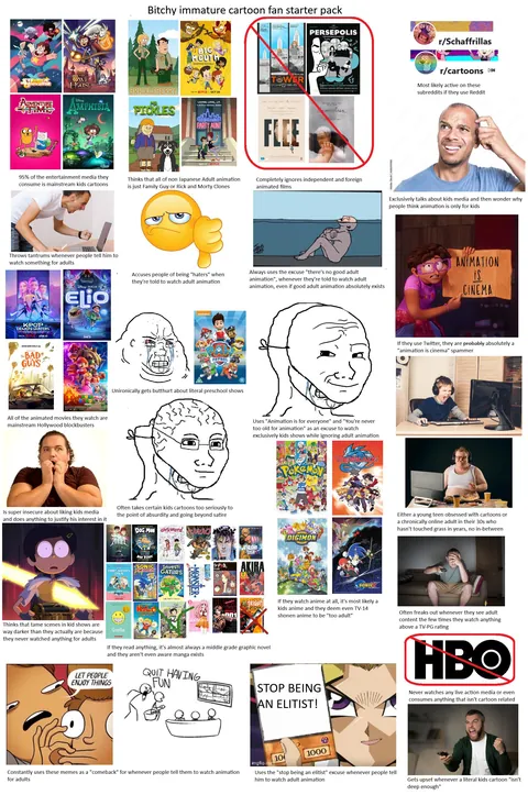 Bitchy immature cartoon fan starter pack