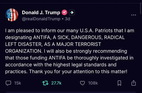 They should be. Antifa is a violent terrorist organization.