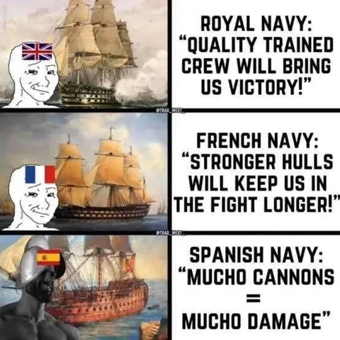 Britain: Skill. France: Armor. Spain: FUCK IT, MORE CANNONS 💀