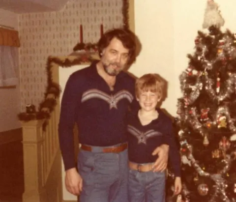 My stepdad got us matching shirts for Christmas. Late 70s in full effect. 