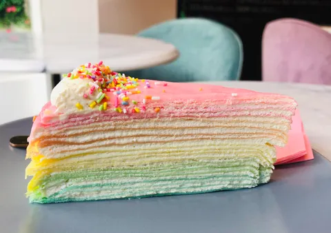 Rainbow crepe cake from my local Japanese café 🌈 🍰