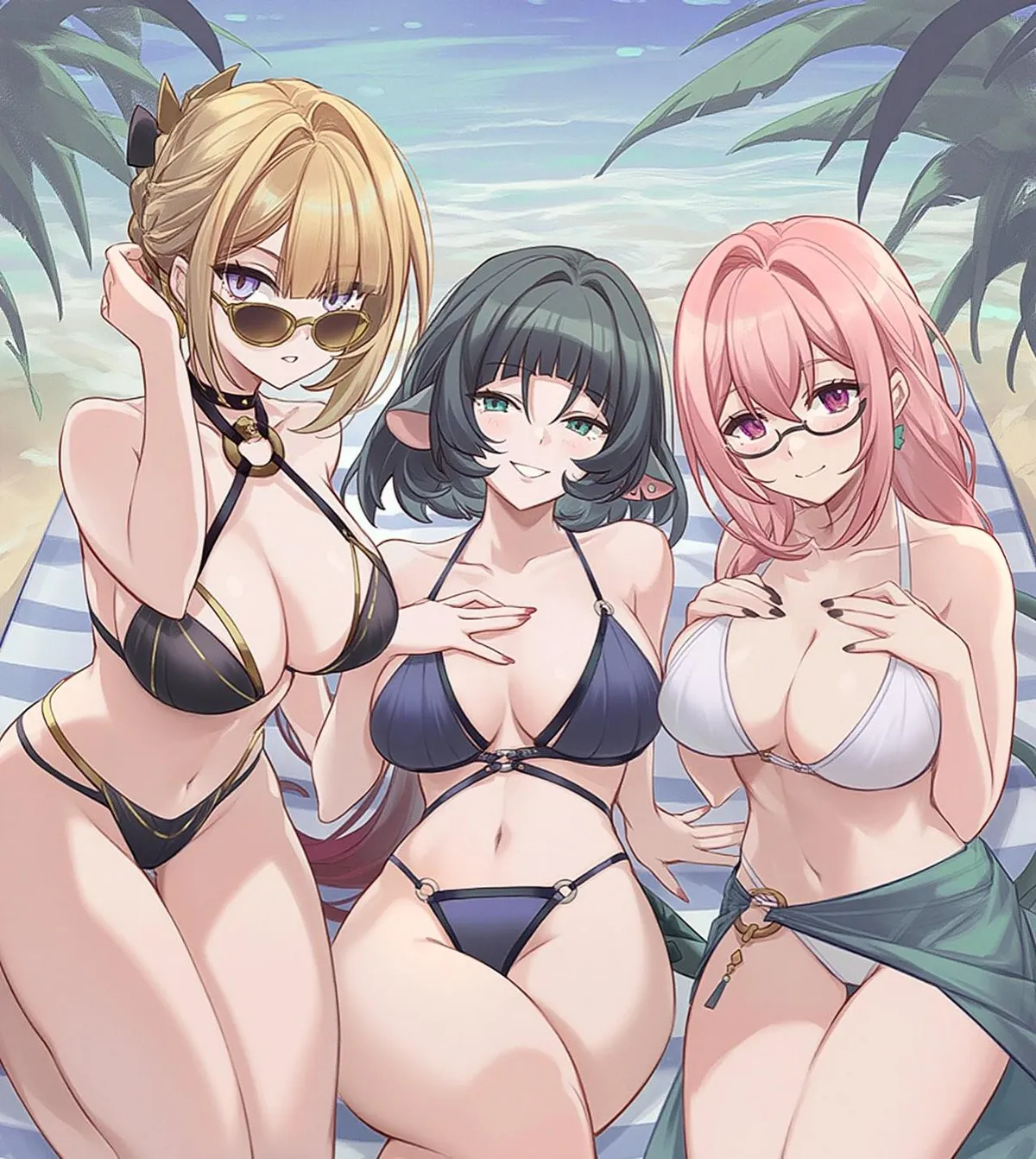 At the beach with Evelyn, Jane Doe &amp; Yanagi~💦 (@LordSnow290)