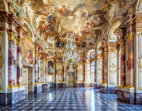The Rococo Hall of Marble in Bruchsaal Palace, Germany