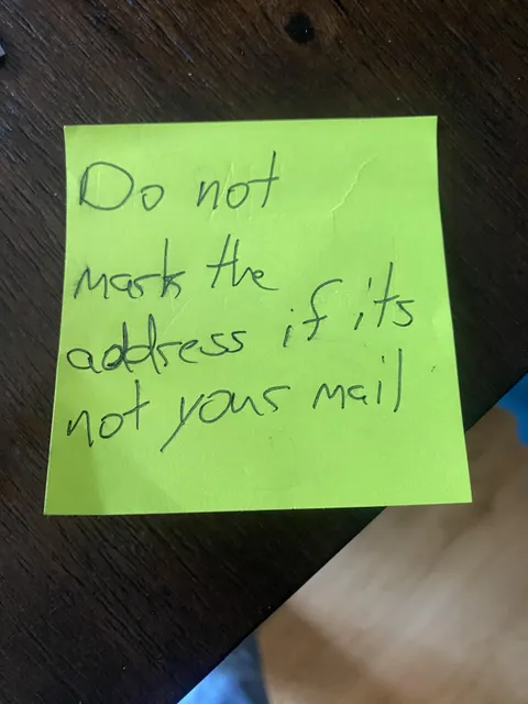 Found this in my mailbox after returning a letter addressed to someone who doesn’t live here.