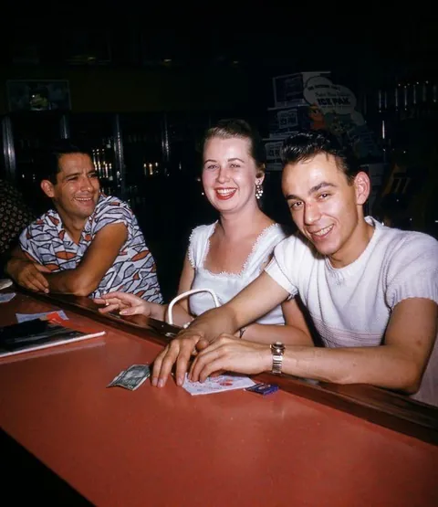 Bar scene in the 1950s, Colour by bright kodachromes.