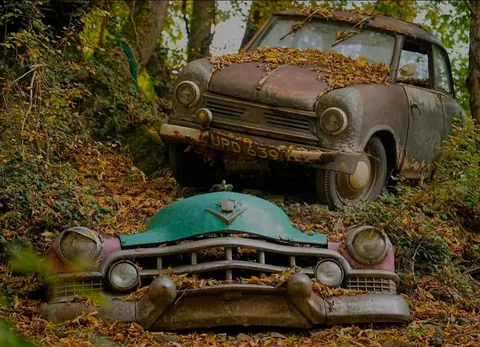 A vintage car graveyard in western Germany