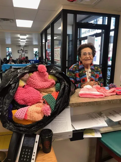 She crocheted all these hats for a local shelter! It's absolutely incredible! Happy Holidays Everyone :)