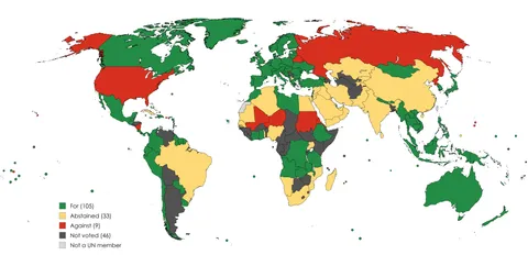 How each UN member state voted on the UN Resolution condemning the Russian aggression against Ukraine (April 16 2025)