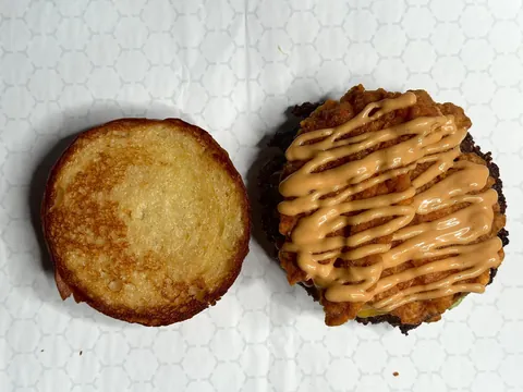 [Homemade] smash burgers with chicken-fried bacon
