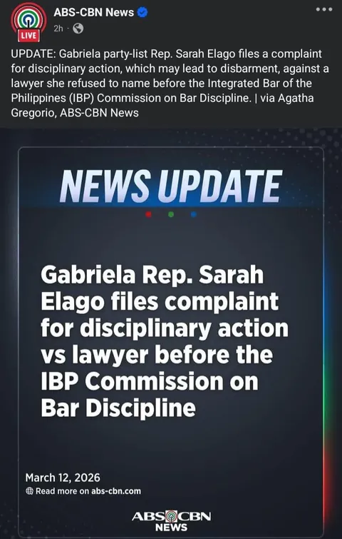 Gabriela Rep. Sarah Elago files a complaint before IBP that may lead to disbarment against lawyer Ferdinand Topacio for sexist remarks
