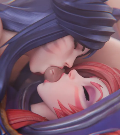 Xayah and Ahri having fun together. (Haadxee)