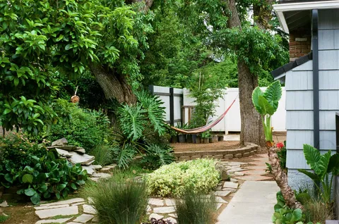 This resting spot with a hammock in my son's back yard...