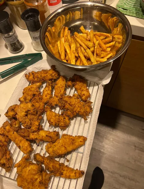 [homemade] chicken strips and french fries