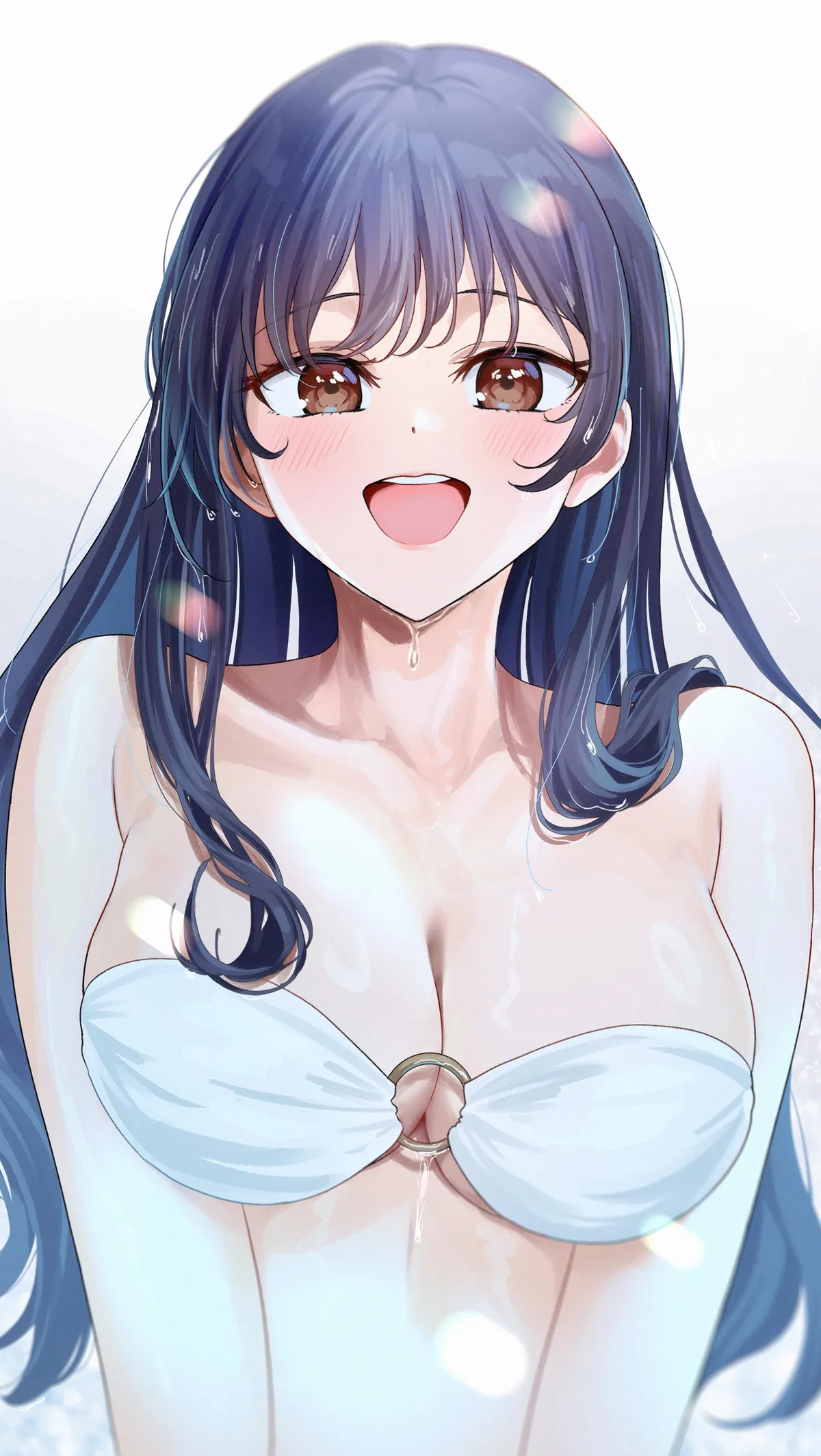 Anna Yamada Wearing Her White Swimsuit 