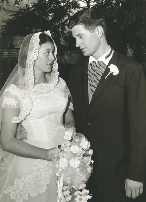 My parents on their wedding day, 1966. Baltimore, Maryland. "Candid by Bradford Bachrach" on the print.