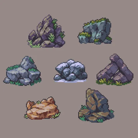 I love drawing pixel rocks