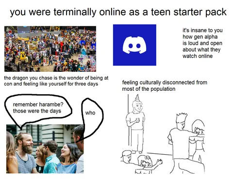terminally online as a teen starter pack