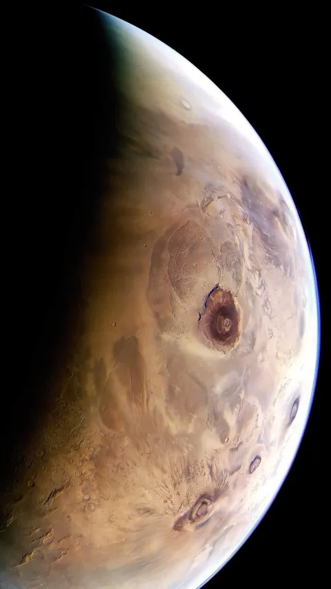 This is what the tallest mountain in the solar system looks like from space.