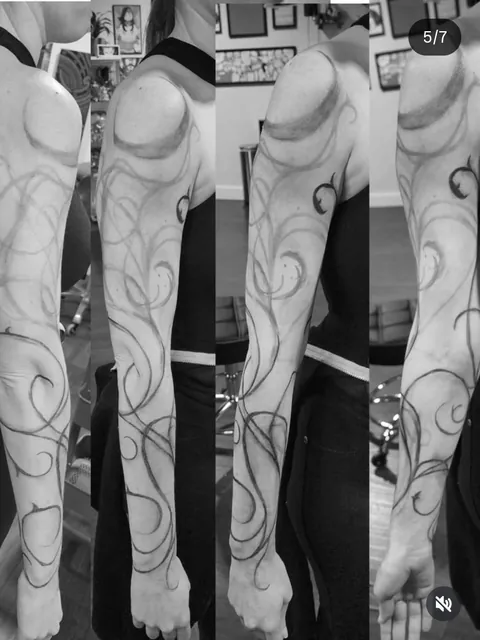 Ornamental Night Elf Sleeve in white by Mae at Steadfast Art Collective in Kirkland, WA