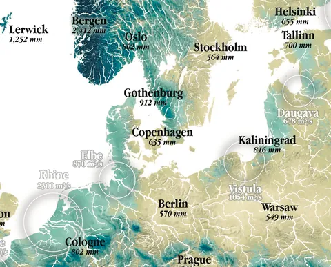 "A new map of the Rain and Rivers of Europe" an Ode to Water and streams, with a map I made today [OC]