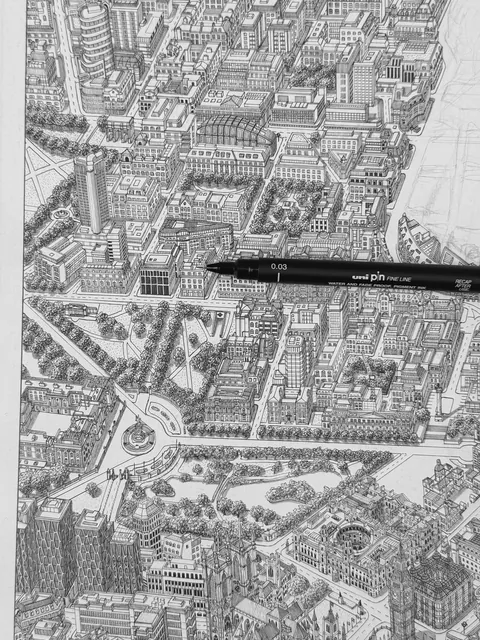 London in 0.03mm ✍️