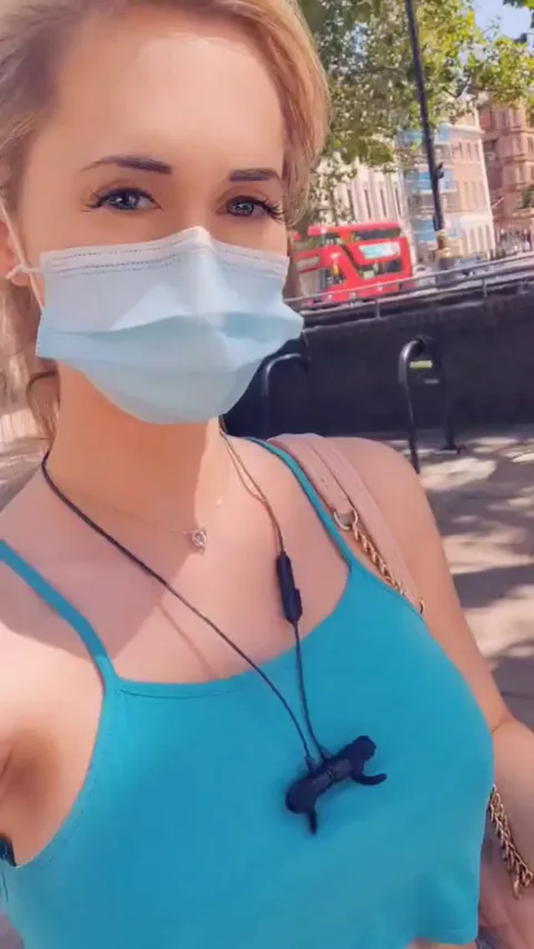 The advantages of not wearing a bra with a skimpy top! I can quickly expose my boobs while I’m walking round London!