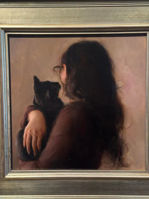 My painting of myself and my void (Zelda) won a ribbon at a recent art exhibition! Happy Black Cat month!