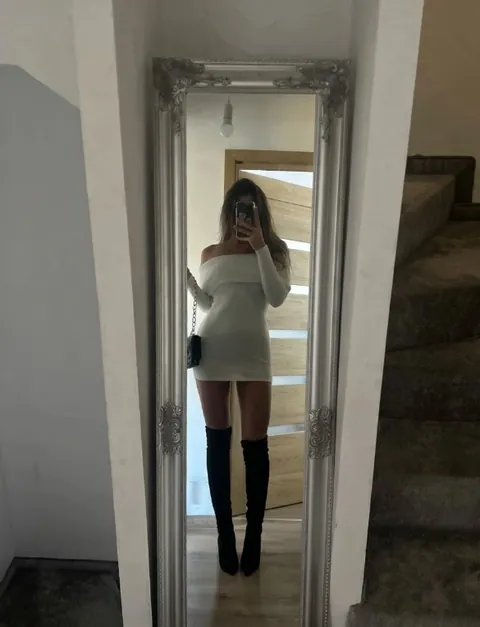 White dress + black boots