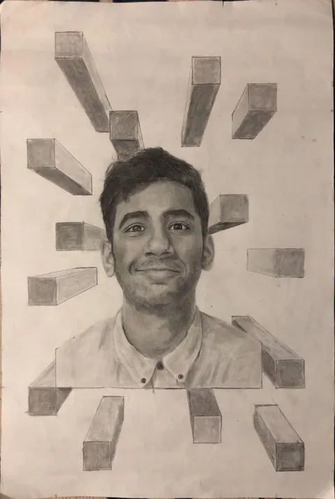 My portrait for high school art, me, graphite pencils, 2019