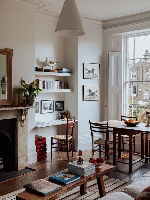 Living and dining room in an one-bedroom Victorian apartment, Camden, London, UK [1800x2400]