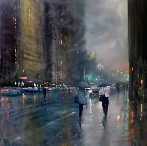 Late Rain - Waymouth Street, mike barr, oil, 2016