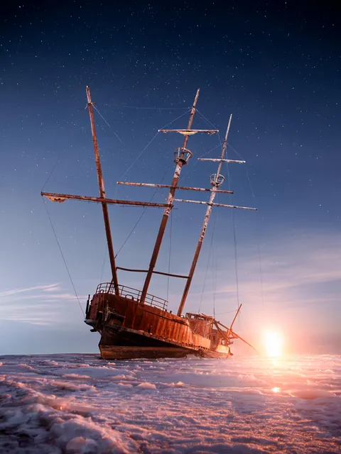 ITAP of a shipwreck stuck in ice