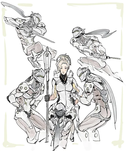 genji and mercy during classic no limits .. (fanart by me!)