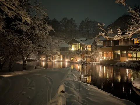Night views in Karuizawa, Japan after a snow storm