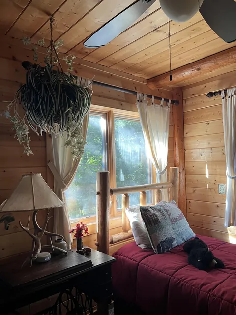 My cabin bedroom for the weekend 🌲